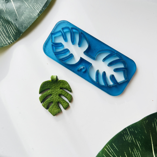Faux Leather Keychain Tag Monstera Leaf