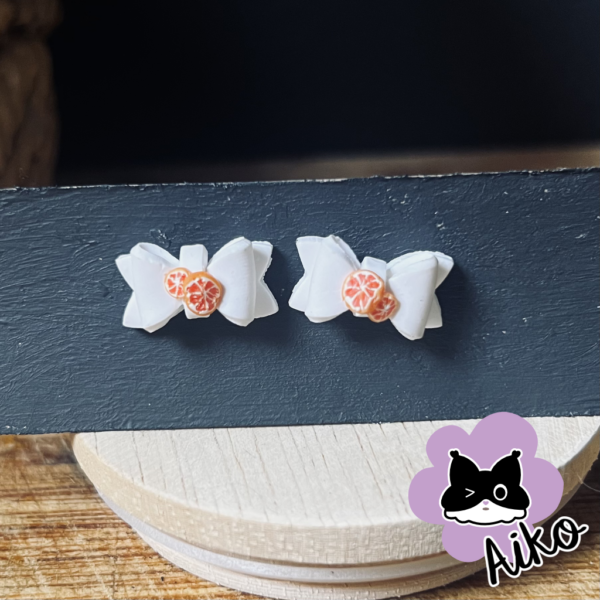 Bow Stud - White Orange Slices - Image 2