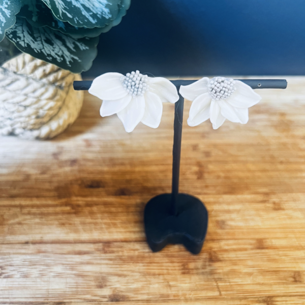 Faux Silver Beaded Stud Flower - Image 2